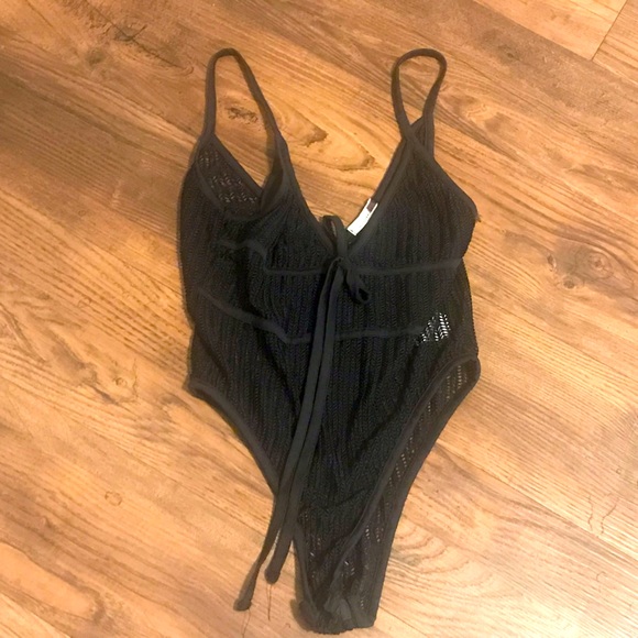 Sexy Black Mesh Bodysuit medium used bodysuit worn body suit - Picture 1 of 14